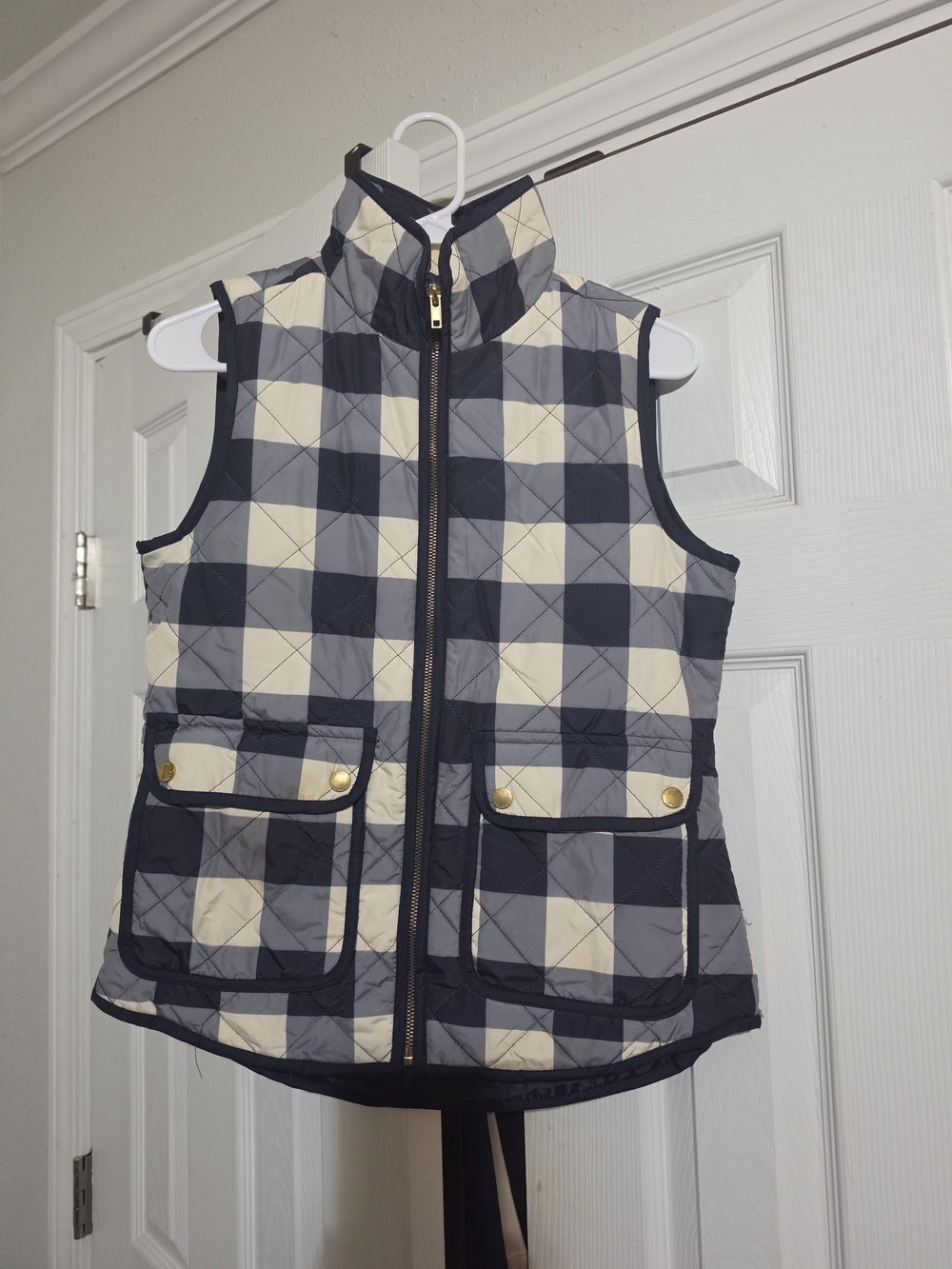 mercer & madison Navy and Cream Quilted Plaid Vest